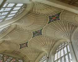 The abbey's magnificent ceiling is deemed as one o The abbey's magnificent ceiling is deemed as one of the finest models of fan vaulting in the country. The stone vaulting at the east end has its roots